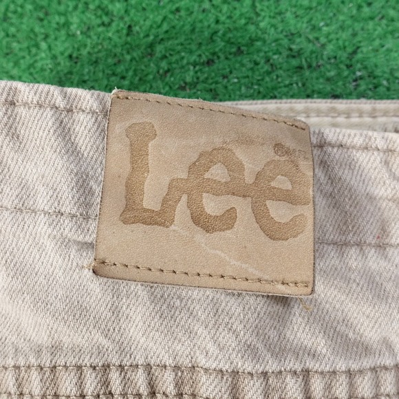 VINTAGE LEE BEIGE USA MADE DENIM JEANS WOMENS SIZE 16 PET (34X28) 80s 90s - Picture 2 of 12